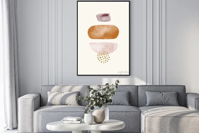 Plakat: Abstract watercolor background in a trendy minimalist style.