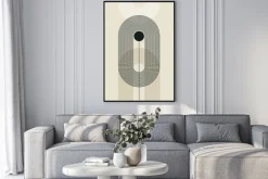 Plakat: Abstrakcja geometryczne kształty czarne i białe łuki