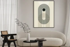 Plakat: Abstrakcja geometryczne kształty czarne i białe łuki