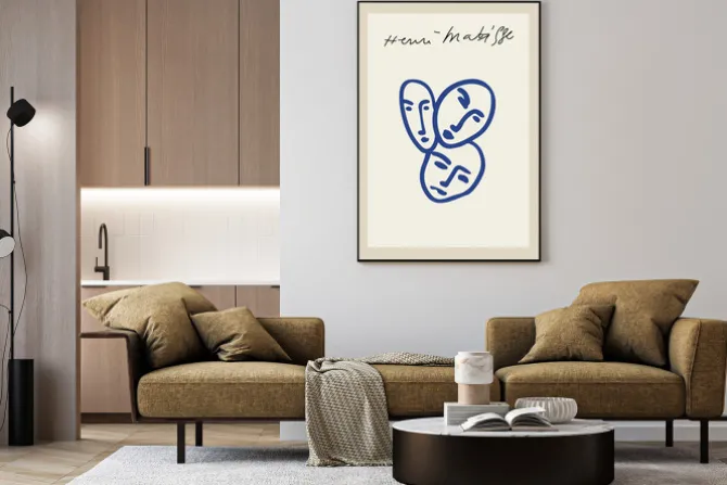 Plakat: Abstrakcyjna kompozycja twarze w stylu henri matisse