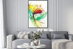 Plakat: Abstrakcyjna obraz olejny wiosennych kwiatów. martwa natura żółtego