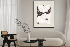 Plakat: Abstrakcyjne białe kwiaty botaniczny wzór