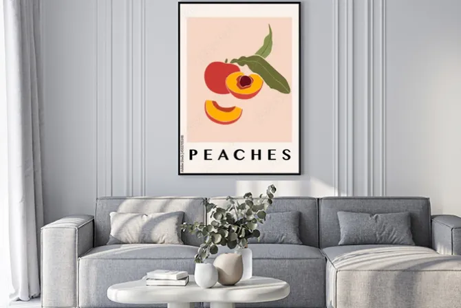 Plakat: Abstrakcyjne brzoskwinie tropikalne owoce