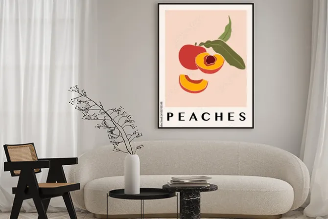 Plakat: Abstrakcyjne brzoskwinie tropikalne owoce