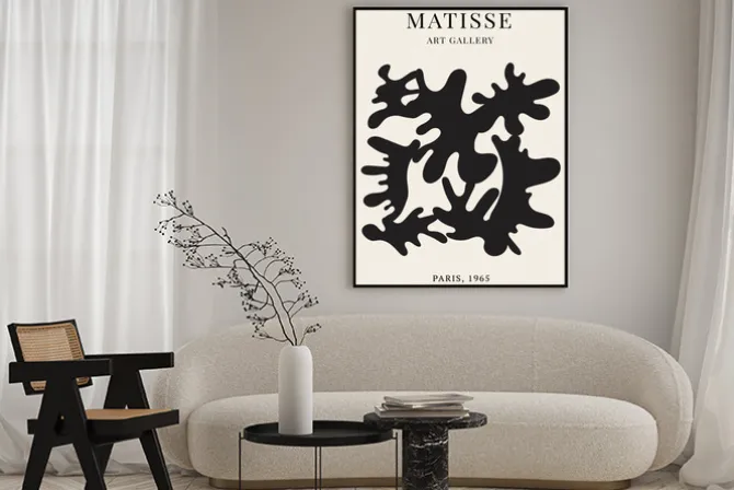 Plakat: Abstrakcyjne czarne kształty w stylu twórczości matisse