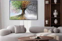 Plakat: Abstrakcyjne drzewo cztery pory roku