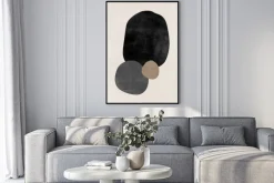 Plakat: Abstrakcyjne kształty na beżowym tle