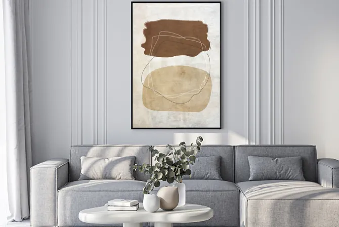 Plakat: Abstrakcyjne linie i figury na teksturowym tle