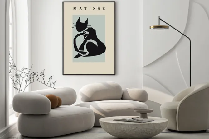 Plakat: Abstrakcyjny kot w stylu matisse