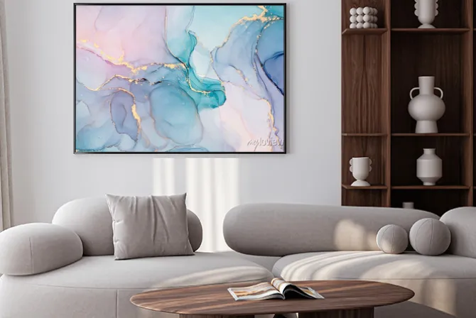 Plakat: Abstrakcyjny marmur różowo niebieski