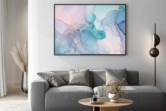 Plakat: Abstrakcyjny marmur różowo niebieski
