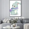 Plakat: Adorable blue bunny illustration for nursery decoration