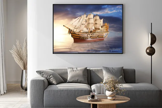 Plakat: Żaglówka o zachodzie słońca