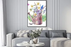 Plakat: Akwarela bukietu kwiatów w konewce