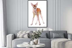 Plakat: Akwarela dziecka zwierzęcy źrebię odizolowywający na białym tle