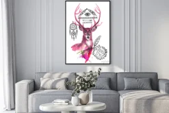 Plakat: Akwarela ilustracja jelenie