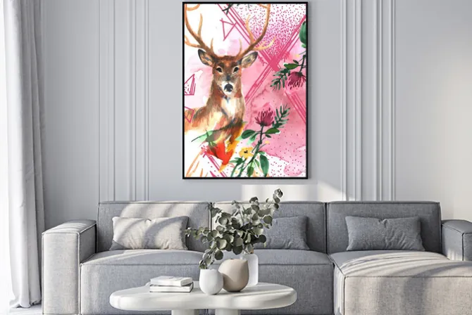 Plakat: Akwarela ilustracja jelenie