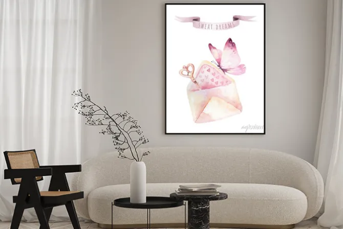 Plakat: Akwarela kolorowe motyle, na białym tle. ilustracja niebieski,