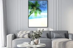 Plakat: Akwarela palmy na plaży