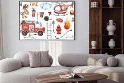 Plakat: Akwarela z motywami strażackimi