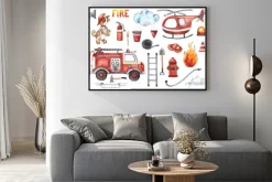 Plakat: Akwarela z motywami strażackimi