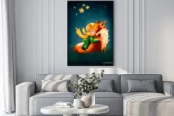 Plakat: Akwarelowa ilustracja małego księcia z lisem