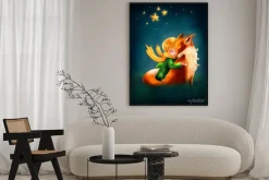 Plakat: Akwarelowa ilustracja małego księcia z lisem