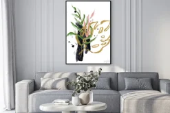 Plakat: Akwarelowe liście w artystycznym ujęciu