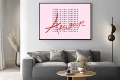 Plakat: Always forever amour różowa grafika romantyczny styl