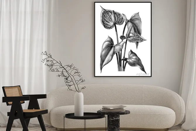 Plakat: Anturium botaniczne rocznika grawerowanie ilustracja clipart