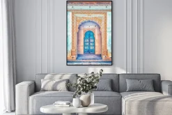 Plakat: Architektura w azji niebieskie drzwi