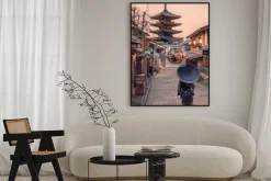 Plakat: Architektura w kioto krajobraz o zachodzie słońca