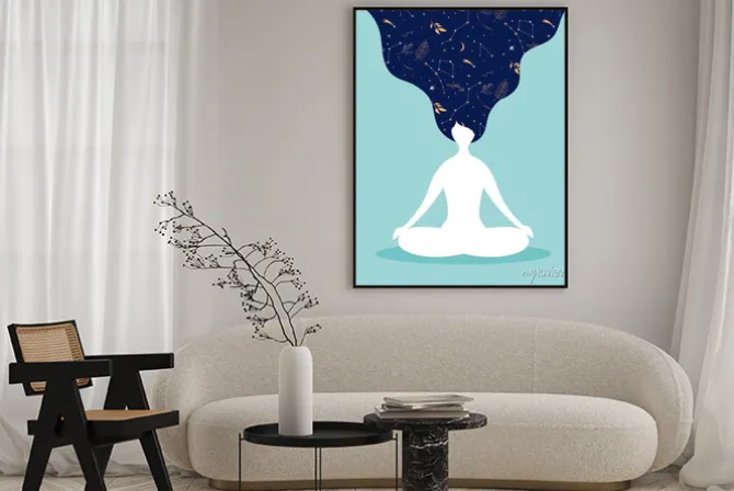 Plakat: Artystyczna wizja kobiety ćwiczącej jogę