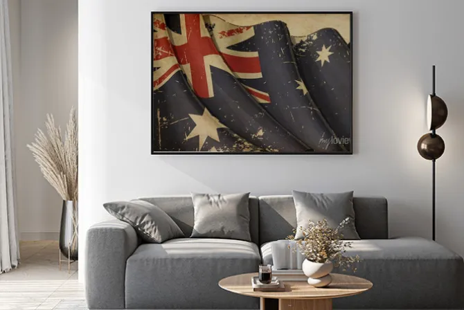 Plakat: Australian flag old paper