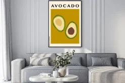 Plakat: Awokado abstrakcyjna ilustracja w nowoczesnym stylu
