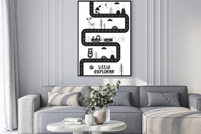 Plakat: Bajkowy wzór z drogą dla dzieci