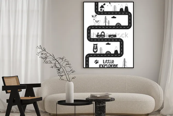 Plakat: Bajkowy wzór z drogą dla dzieci