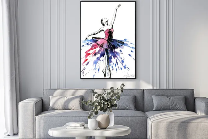 Plakat: Baletnica na delikatnej akwareli