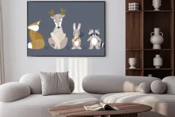 Plakat: Banner with cute woodland animals in scandinavian style. set
