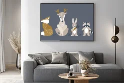 Plakat: Banner with cute woodland animals in scandinavian style. set