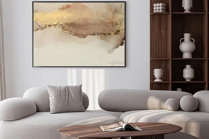 Plakat: Beżowy marmur ze złotawymi plamami