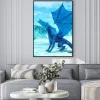 Plakat: Blue ice dragon is looking for food on frozen land