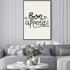 Plakat: Bon appetit - napis na beżowym tle