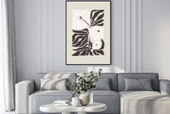 Plakat: Botaniczna abstrakcja białe kwiaty