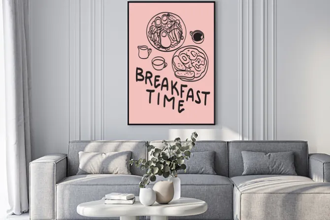 Plakat: Breakfast time ilustracja w nowoczesnym stylu