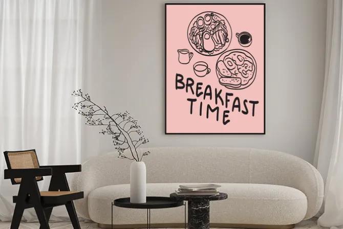 Plakat: Breakfast time ilustracja w nowoczesnym stylu