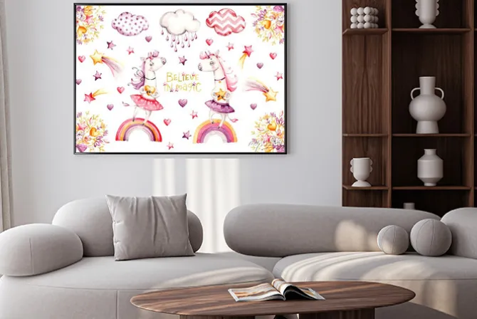 Plakat: Cartoon unicorn set. watercolor for decoration design. funny