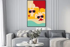 Plakat: Chic rabbit na plaży w summertime - plik vector eps10