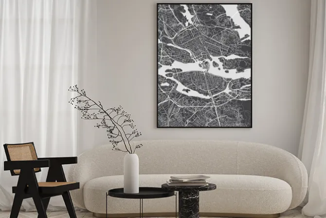 Plakat: City map stockholm, monochrome detailed plan, vector illustration
