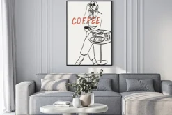 Plakat: Coffee ilustracja kobieta z kawą